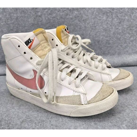 Nike Blazer '77 Vintage Mid White‎ Sunset Pulse W Pink Swoosh Women's Size 7 - Picture 1 of 8